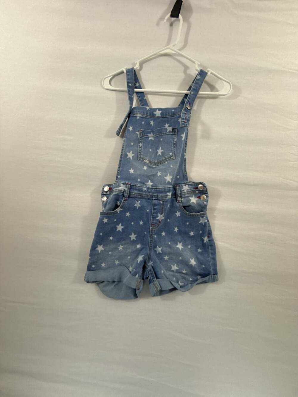 Cat & Jack Girls Denim Star Cut-Off Shortalls Size L 10/12
